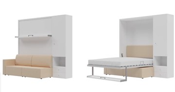 Шкаф-кровать трансформер Кровать-трансформер Smart (ШП+КД 1600), шкаф правый, левый подлокотник в Рязани