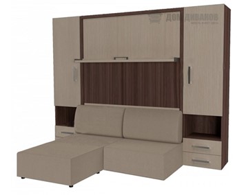 Кровать-шкаф Кровать-трансформер Smart (ШЛ+КД 1600+ШП+Пуф), 2 шкафа, без подлокотников в Рязани
