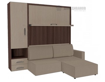Подъемная кровать Кровать-трансформер Smart (ШЛ+КД 1400+Пуф), шкаф левый, правый подлокотник в Рязани
