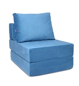 Бескаркасное кресло-кровать Окта, велюр синий в Рязани