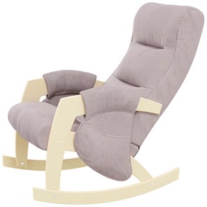 Кресло-качалка ЭЛИТ с карманами Джанни (каркас дуб, сиденье серо-розовое) в Рязани