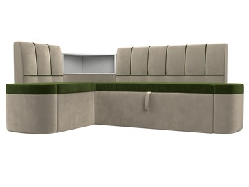 Кухонный диван Тефида, Зеленый\Бежевый (Микровельвет) в Рязани