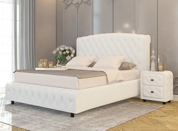 Кровать спальная Salvatore Grand 200x200, Экокожа (Белый) в Рязани