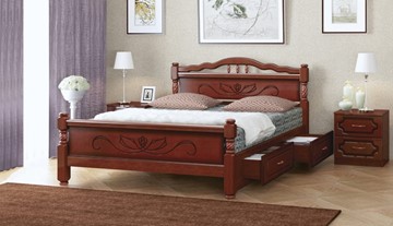 Кровать с выкатными ящиками Карина-5 (Орех) 140х200 в Рязани