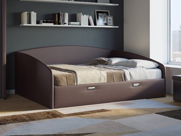 Спальная кровать Bono 160х200, Экокожа (Коричневый) в Рязани