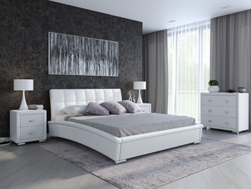 Кровать спальная Corso-1L 180х200, Экокожа (Белый) в Рязани