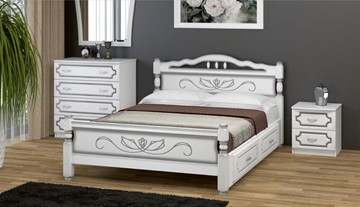 Кровать с выкатными ящиками Карина-5 (Белый Жемчуг) 160х200 в Рязани