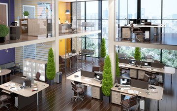 Комплект офисной мебели Xten в опенспэйс для четырех сотрудников в Рязани