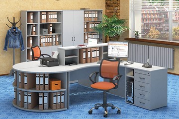 Офисный комплект мебели Moно-Люкс для 2 сотрудников с большим шкафом и тумбами в Рязани