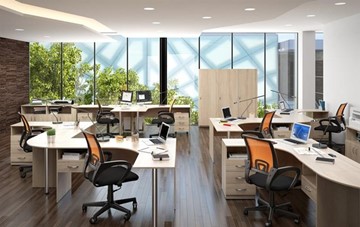 Набор мебели в офис SIMPLE с эргономичными столами, тумбами, шкафами в Рязани