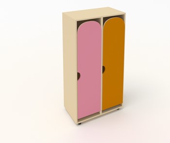 Детский 2-дверный шкаф ШГ2 Беж+Оранжевый+Розовый в Рязани