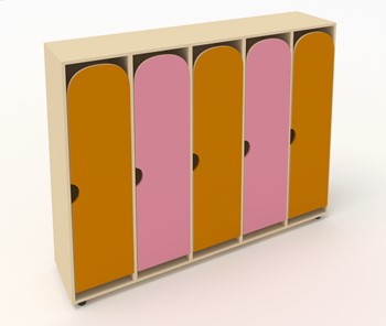 Распашной детский шкаф ШГ5У Беж+Оранжевый+Розовый в Рязани