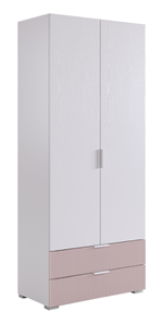 Шкаф двухдверный с ящиками Зефир 108.01 (белое дерево/пудра розовая (эмаль)) в Рязани