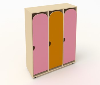 Детский шкаф ШГ3 Беж+Розовый+Оранжевый в Рязани