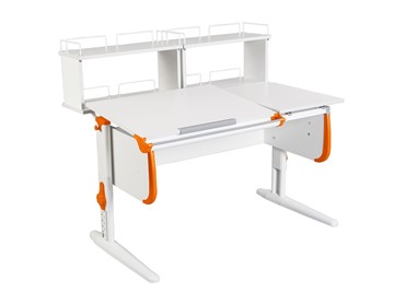 Детский стол-трансформер 1/75-40 (СУТ.25) + Polka_zz 1/600 (2 шт.)  белый/белый/Оранжевый в Рязани