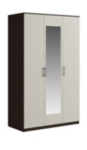 Шкаф 3 двери Светлана, с зеркалом, венге/дуб молочный в Рязани