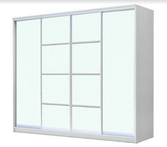 Шкаф 4-х дверный ХИТ 23-24/2-8888, с матовым стеклом, разделительные планки х2, Белый в Рязани
