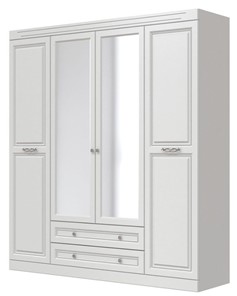 Шкаф четырехдверный в спальню Олимп ШР-4 (Белый) 2 зеркала в Рязани