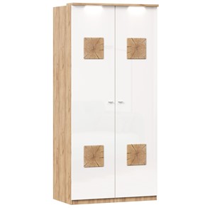 Шкаф двухстворчатый Фиджи с декоративными накладками 659.237, цвет белый в Рязани