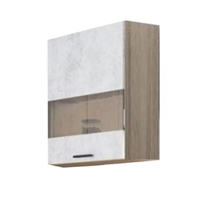 Шкаф кухонный со стеклом Модус, Ш500с/720, цемент светлый в Рязани