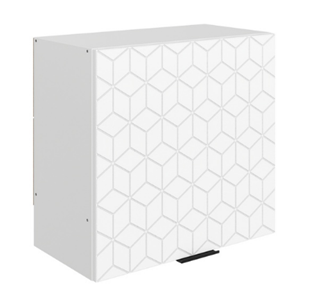 Настенный шкаф Стоун L600 Н566 (1 дв. гл.) с фрезировкой (белый/джелато софттач) в Рязани