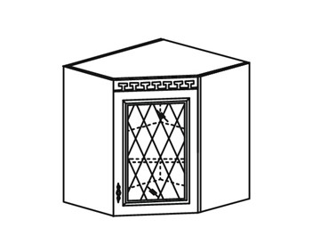 Шкаф на кухню Веста настенный угловой со вставкой из стекла 718*600*600 мм в Рязани