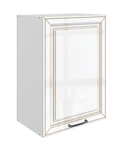 Кухонный навесной шкаф Атланта L500 Н720 (1 дв. гл.) эмаль (белый/белый глянец патина золото) в Рязани