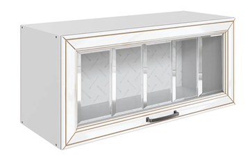 Шкаф на кухню Атланта L800 Н360 (1 дв. рам.) эмаль (белый/белый глянец патина золото) в Рязани