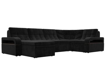П-образный диван Лига-035, Черный (велюр) в Рязани