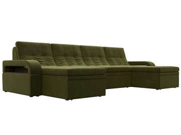 П-образный диван Лига-035 мини, Зеленый (микровельвет) в Рязани