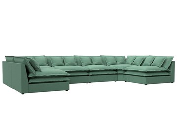 Большой П-образный диван Лига-040, Амур зеленый (рогожка) в Рязани