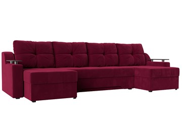 Большой П-образный диван Сенатор, Бордовый (Микровельвет) боннель в Рязани