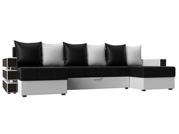 П-образный диван Венеция боннель, Черный\Белый (Экокожа) в Рязани