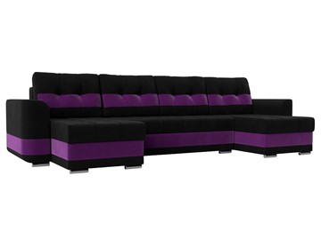 П-образный диван Честер, Черный/фиолетовый (вельвет) в Рязани