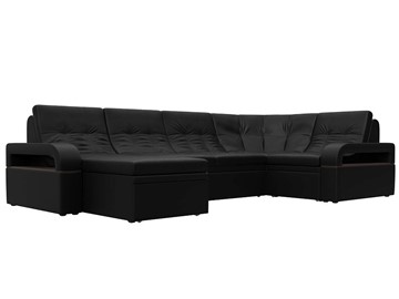 П-образный диван Лига-035, Черный (Экокожа) в Рязани