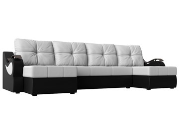 П-образный диван Меркурий П, Белый/черный (экокожа) в Рязани