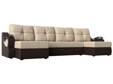 П-образный диван Меркурий П, Бежевый/коричневый (экокожа) в Рязани