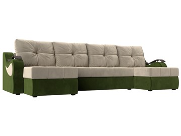 П-образный диван Меркурий П, Бежевый/зеленый (вельвет) в Рязани