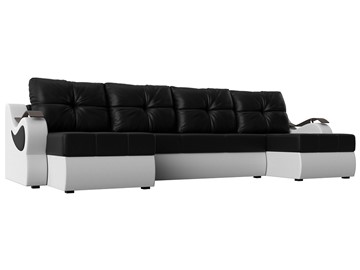П-образный диван Меркурий П, Черный/белый (экокожа) в Рязани
