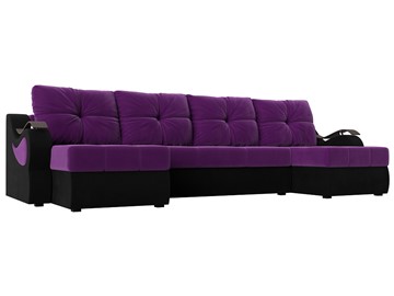 П-образный диван Меркурий П, Фиолетовый/черный (вельвет) в Рязани