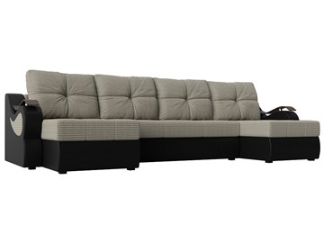 П-образный диван Меркурий П, Корфу 02 (рогожка)/черный (экокожа) в Рязани