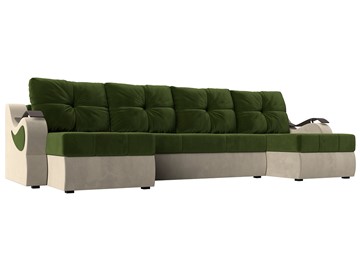 П-образный диван Меркурий П, Зеленый/бежевый (вельвет) в Рязани