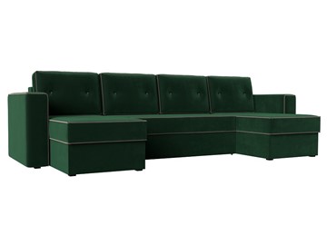 П-образный диван Принстон, Зеленый\Коричневый (Велюр) боннель в Рязани