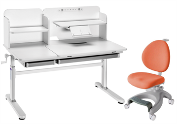 Комплект парта + кресло Iris II Grey + Cielo Orange + чехол для кресла в подарок в Рязани