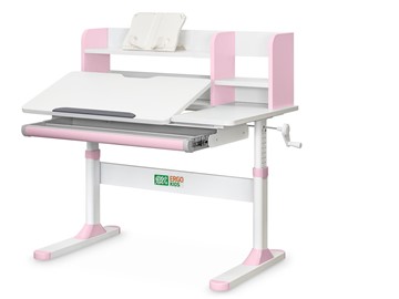 Растущий стол Ergokids TH-330 Pink TH-330 W/PN, столешница белая / накладки на ножках розовые в Рязани