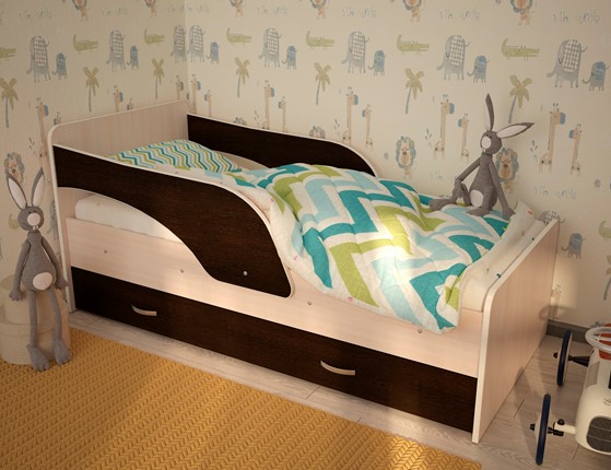 Кровать детская Максимка, корпус Млечный дуб, фасад Венге в Рязани - изображение