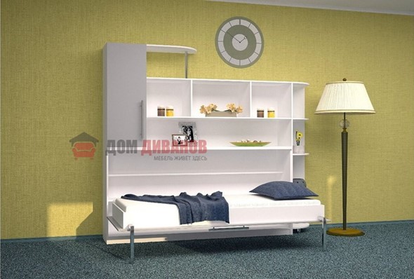 Детская кровать-шкаф Горизонтальная в серых тонах, Белый шагрень/Алюминий (900х2000) в Рязани - изображение