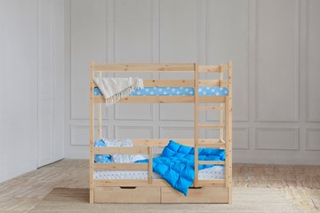 Детская двухъярусная кровать без крыши с ящиками, без покраски в Рязани - предосмотр