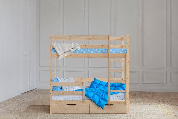 Детская двухъярусная кровать без крыши с ящиками, без покраски в Рязани - изображение