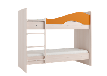 Двухэтажная кровать Мая с 2 ящиками на щитах, корпус Млечный дуб, фасад Оранжевый в Рязани - предосмотр 2